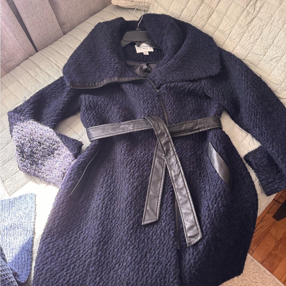 Cole Haan Navy Teddy Jacket with Black Accents